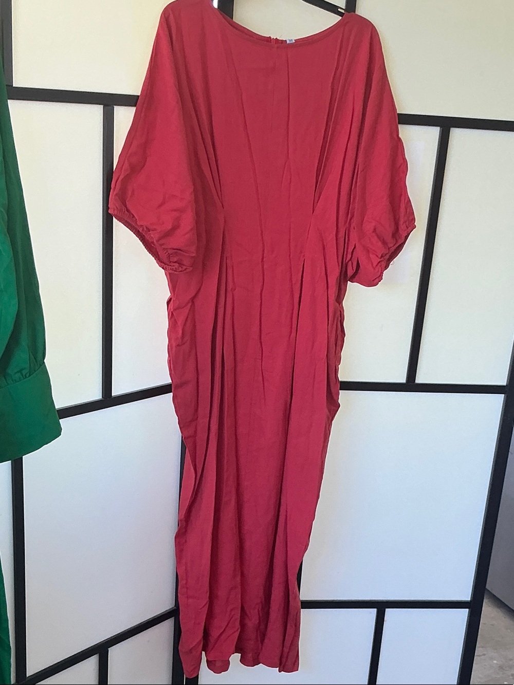 Women’s Red Maxi Dress with Dolman Sleeves